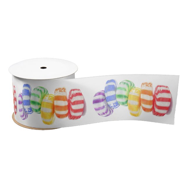 RAINBOW CANDY 3" Wide Satin Ribbon Satinband (Spule)