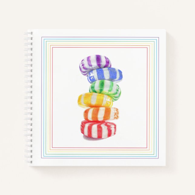 RAINBOW CANDY 8.5x8.5 SpiralNotebook Notizbuch (Vorderseite)