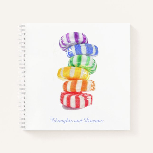 RAINBOW CANDY 8.5x8.5 SpiralNotebook + Text Notizbuch (Vorderseite)