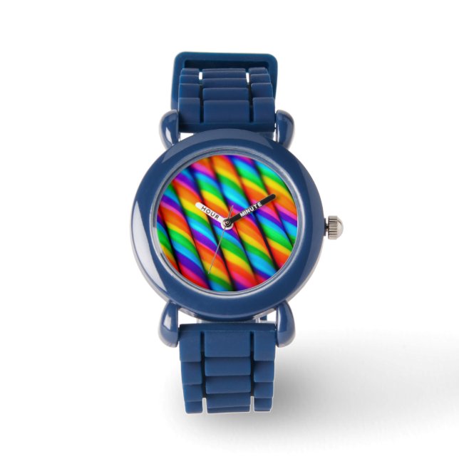 Rainbow Candy Cane Watch Armbanduhr (Vorderseite)