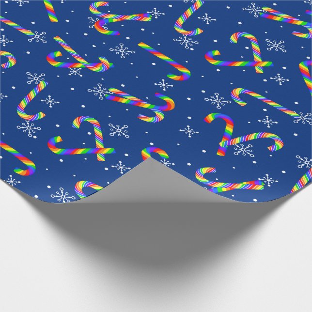 Rainbow Candy Canes Christmas Geschenkpapier (Ecke)