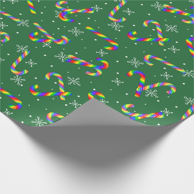 Rainbow Candy Canes Christmas Geschenkpapier (Ecke)