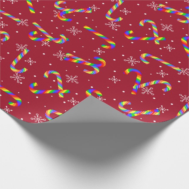 Rainbow Candy Canes Christmas Geschenkpapier (Ecke)