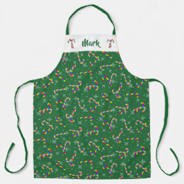 Rainbow Candy Canes Christmas Schürze