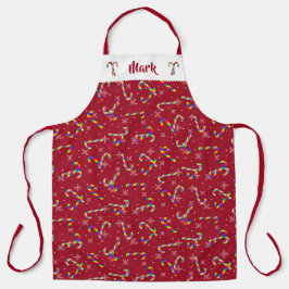 Rainbow Candy Canes Christmas Schürze