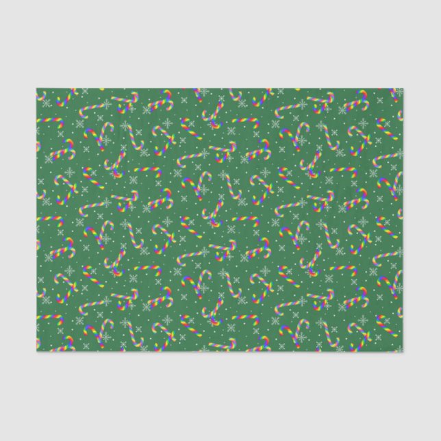 Rainbow Candy Canes Christmas Seidenpapier (Vorderseite)