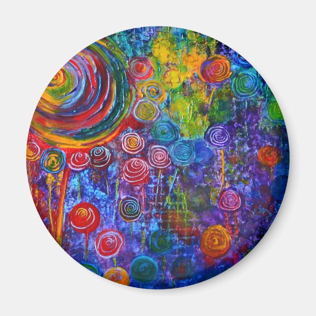Rainbow Candy Colorful Wirbel Art Design Magnet (Vorne)