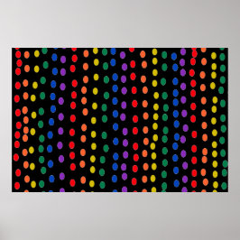 Rainbow Candy Dots auf Schwarz Poster