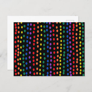 Rainbow Candy Dots auf Schwarz Postkarte