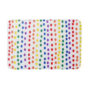 Rainbow Candy Dots auf Weiß Badematte