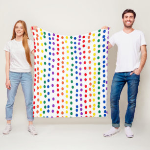Rainbow Candy Dots auf Weiß Fleecedecke