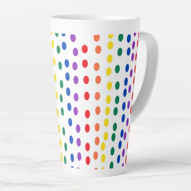 Rainbow Candy Dots auf Weiß Milchtasse (Rechte Ecke)