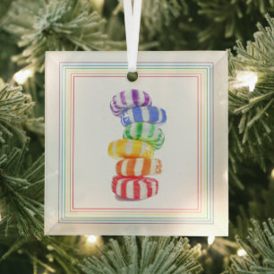 RAINBOW CANDY Glass Square Ornament Aus Glas