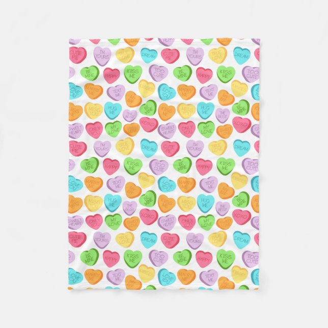 Rainbow Candy Hearts Blanket Fleecedecke (Vorderseite)