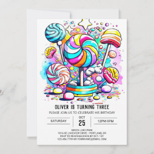 Rainbow Candy Land Birthday Einladung