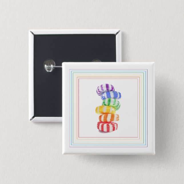 RAINBOW CANDY Square Button Button (Vorne & Hinten)