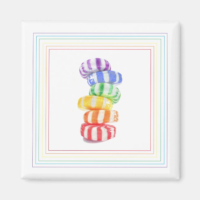 RAINBOW CANDY Square Magnet (Vorne)