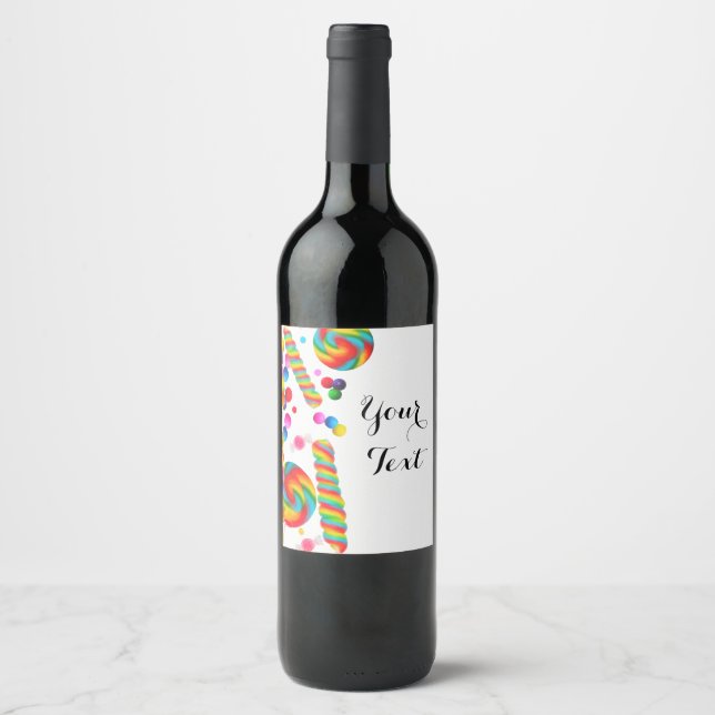 Rainbow Candy Sweet Party Custom Wine Labels Weinetikett (Vorderseite)