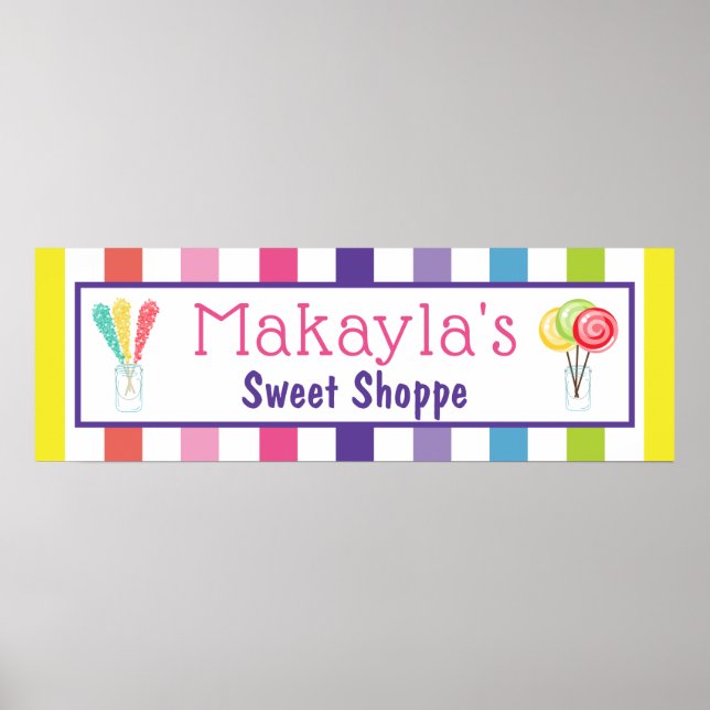 Rainbow Candy Sweet Shoppe Individuelle Name Gebur Poster (Vorne)