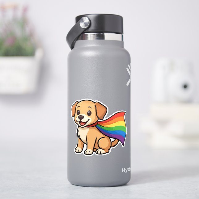 Rainbow Cape Puppy - LGBTQ++ Pride Design Aufkleber (HydroFlask)