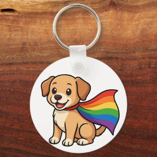 Rainbow Cape Puppy - LGBTQ++ Pride Design Schlüsselanhänger