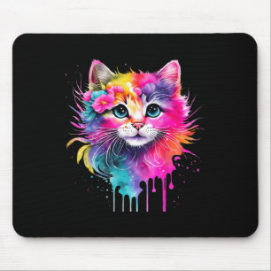 Rainbow Cat A Watercolor Paint Colorful Blume Cu Mousepad