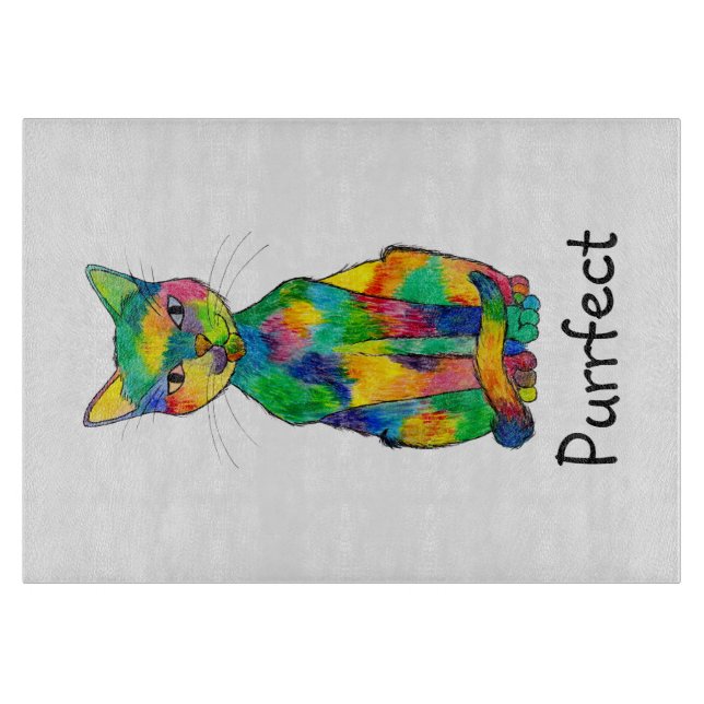 Rainbow Cat Cutting Board Schneidebrett (Vorderseite)