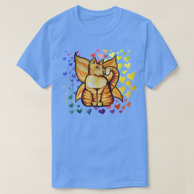 Rainbow Cat Fairy Liebe Herz Niedlich T-Shirt (Design vorne)