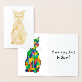 Rainbow Cat Foil Geburtstagskarte Folienkarte
