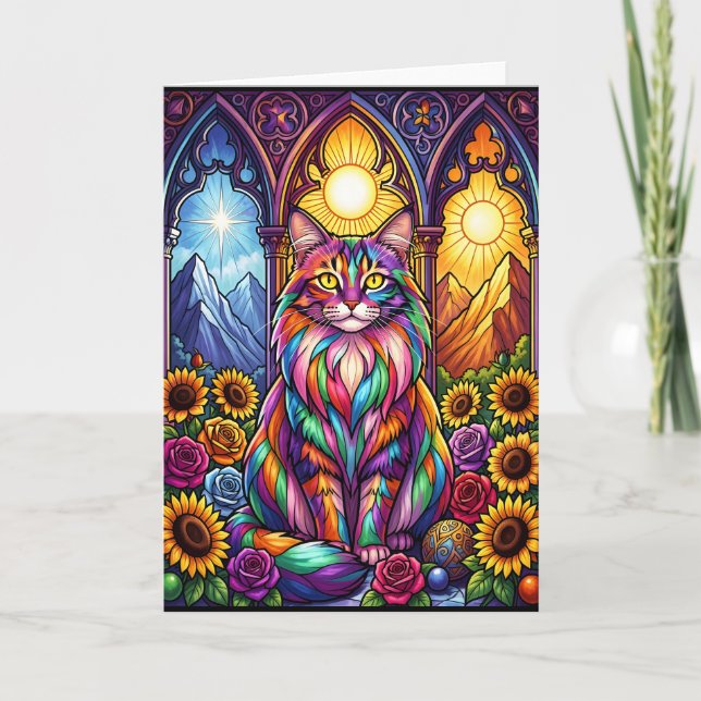 rainbow cat greeting card karte (Vorderseite)