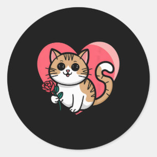 Rainbow Cat Hugging Herz Niedlich Valentine Graphi Runder Aufkleber