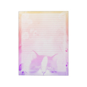 Rainbow Cat Lined Stationery - Pink Ruled Cat Lieb Notizblock