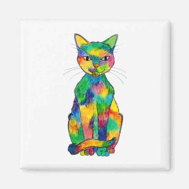 Rainbow Cat Magnet (Vorne)