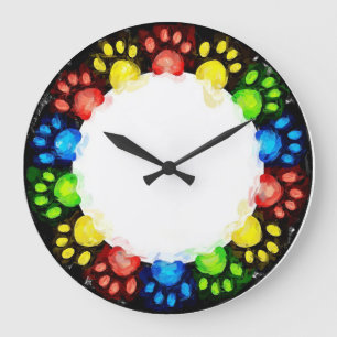 Rainbow Cat Paws Große Wanduhr