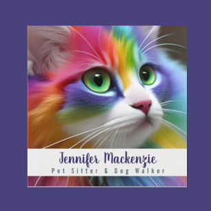 Rainbow Cat Pet Sitter und Dog Walker Quadratische Visitenkarte