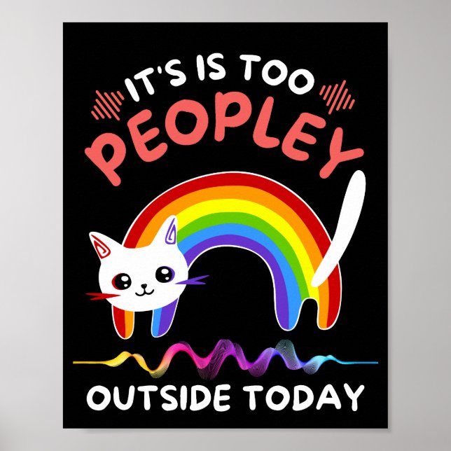 Rainbow Cat Poster, Regenbogen Art Funny Cat Lover Poster (Vorne)