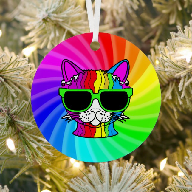 Rainbow Cat Twirl Ornament Aus Metall (InSitu)