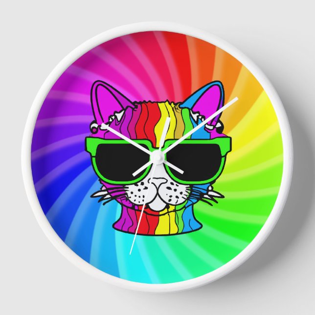 Rainbow Cat Twirl Uhr (Vorderseite)