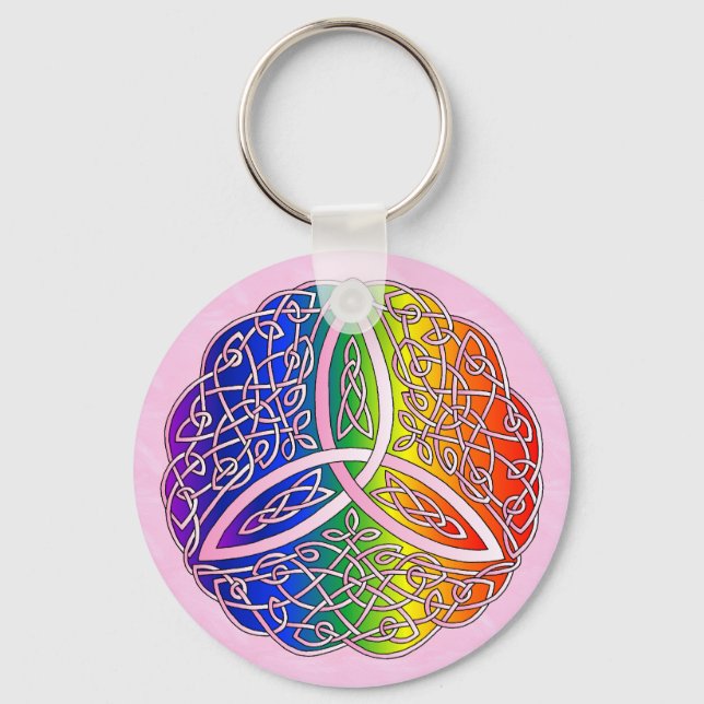 Rainbow Celtic Art Trinity Knot Schlüsselanhänger (Vorderseite)