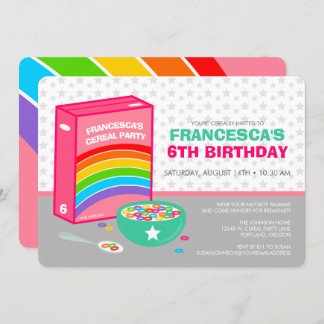 Rainbow Cereal Birthday Party Einladung
