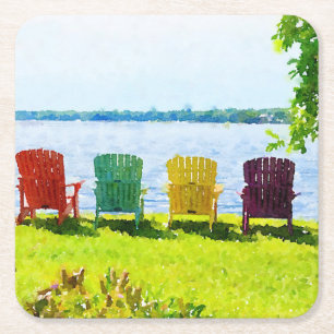 Rainbow Cfarbene Lakeside Adirondack Stühle Rechteckiger Pappuntersetzer