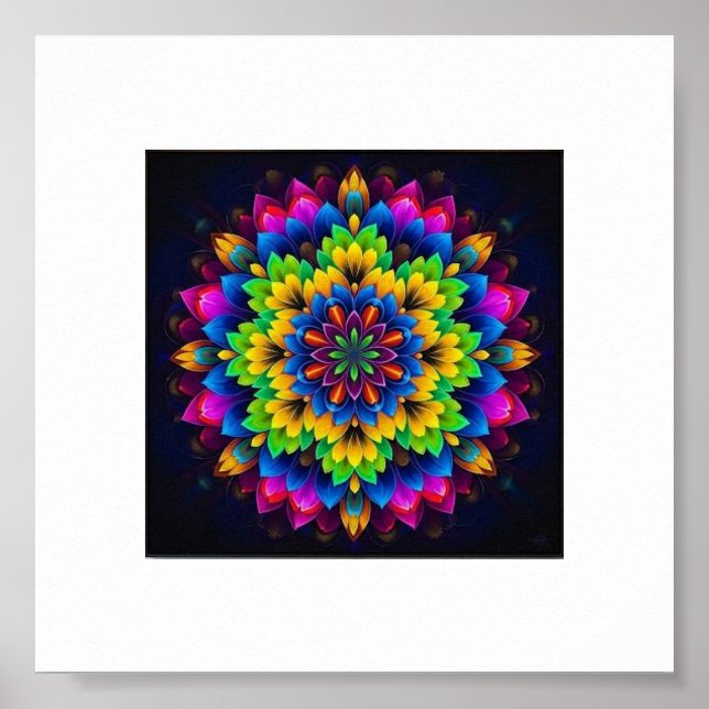 "Rainbow Chakra Mandala - Sacred Geometry Art" Poster (Vorne)