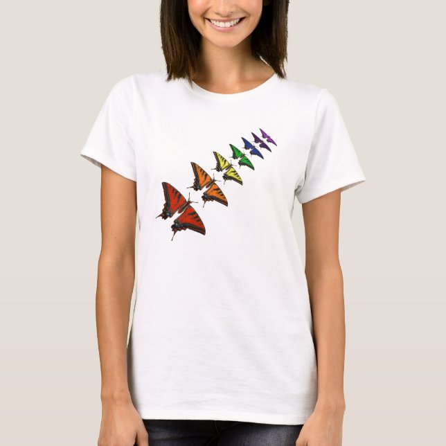Rainbow Chakra-Schmetterlinge T-Shirt (Vorderseite)