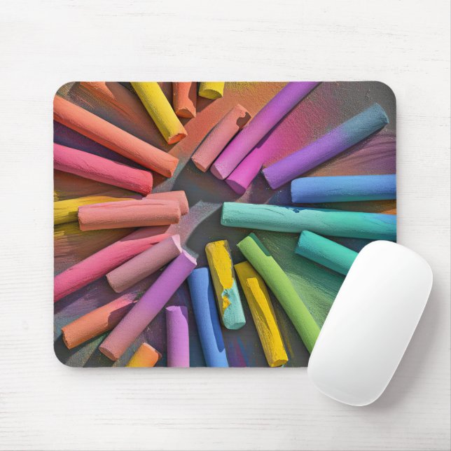 Rainbow Chalk Pieces Mousepad (Mit Mouse)