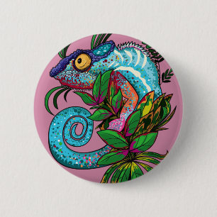 Rainbow Chameleon Button