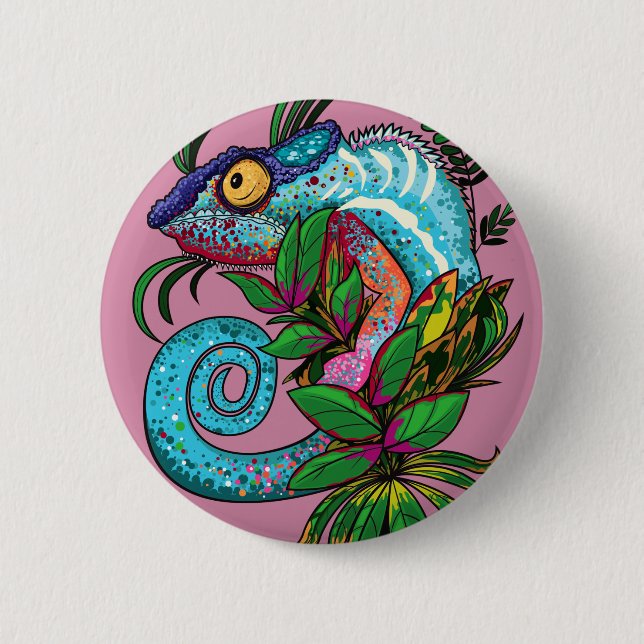Rainbow Chameleon Button (Vorderseite)