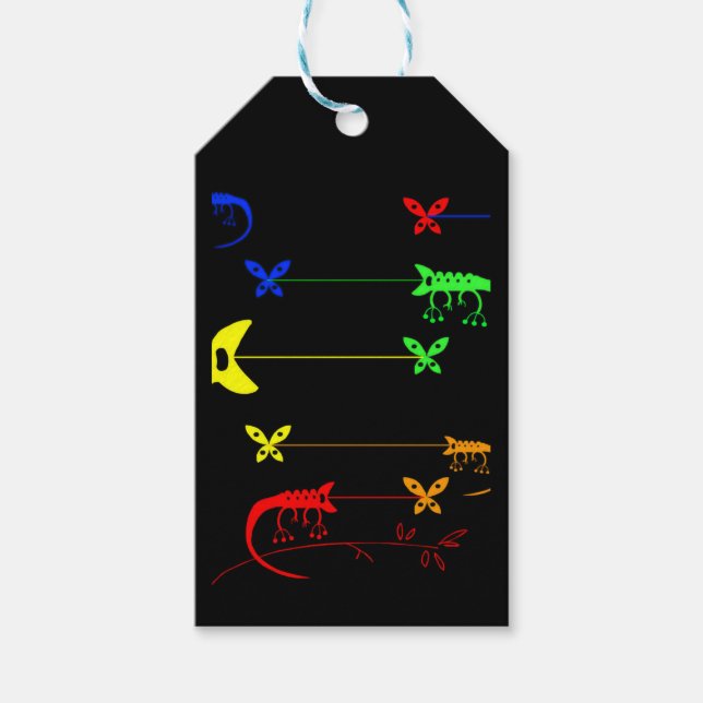 Rainbow Chameleon Gift Tag Label Chameleon Party Geschenkanhänger (Vorderseite)