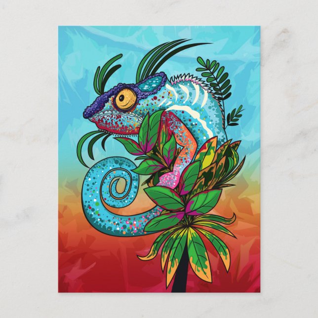 Rainbow Chameleon Postkarte (Vorderseite)