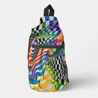 Rainbow Checkerboard Digitale Kunst Crossbody Bag