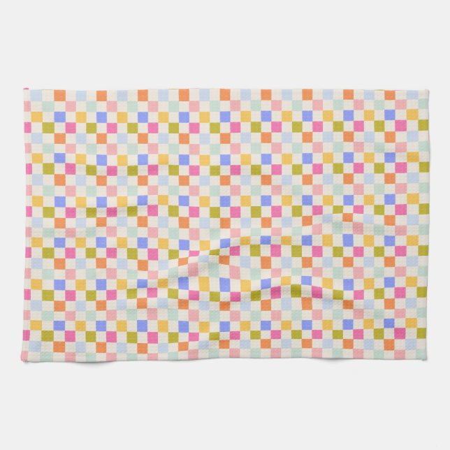 Rainbow-Checkerboard Geschirrtuch (Horizontal)